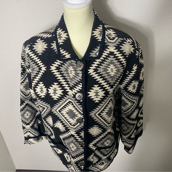 Vintage Jane Ashley Aztec Southwestern Button Front Tapestry Jacket Women's L - Picture 6 of 16
